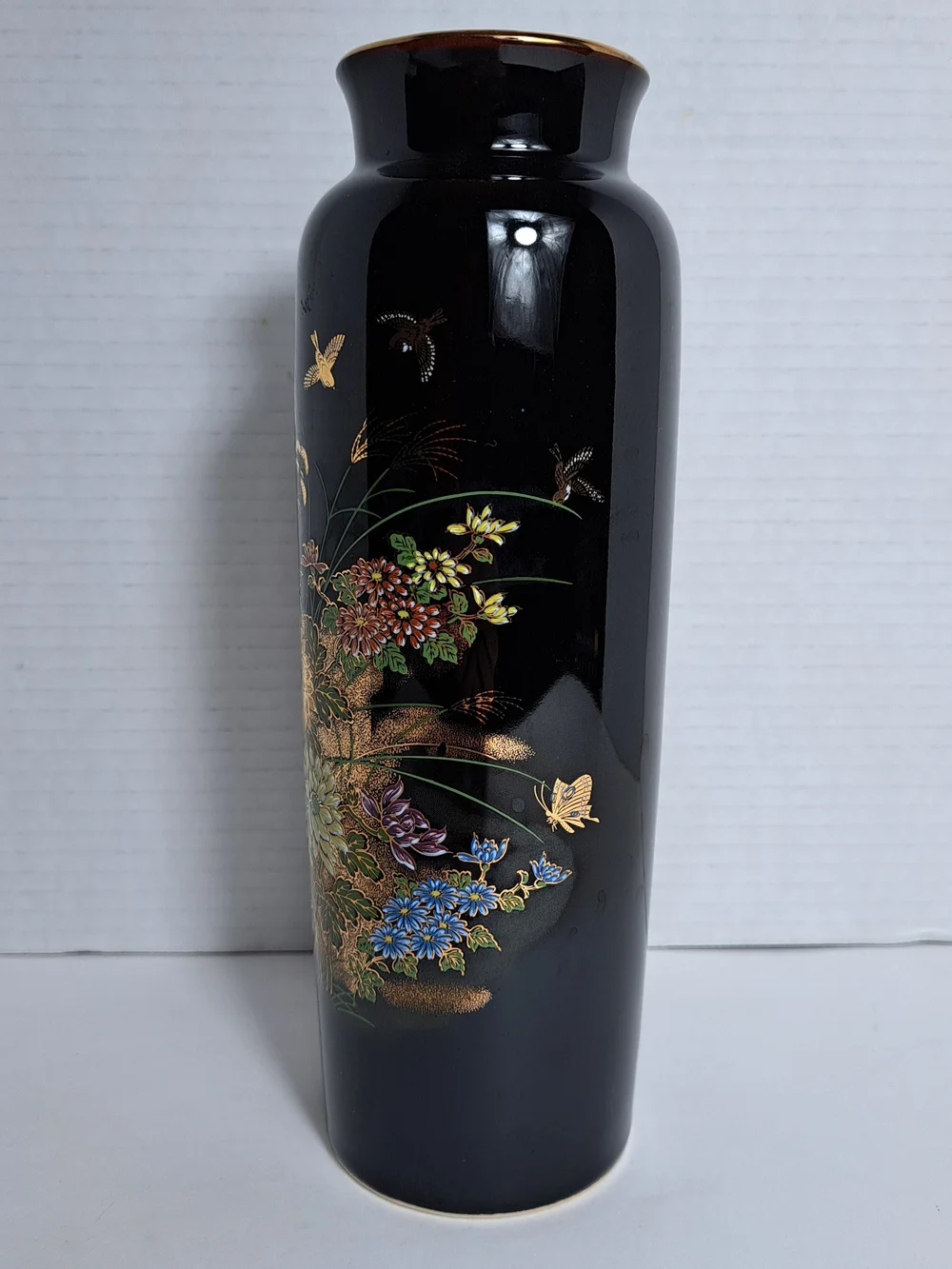 Vintage Japanese Black Ceramic Ikebana Vase made by Otagiri Mercantile Co. (OMC)